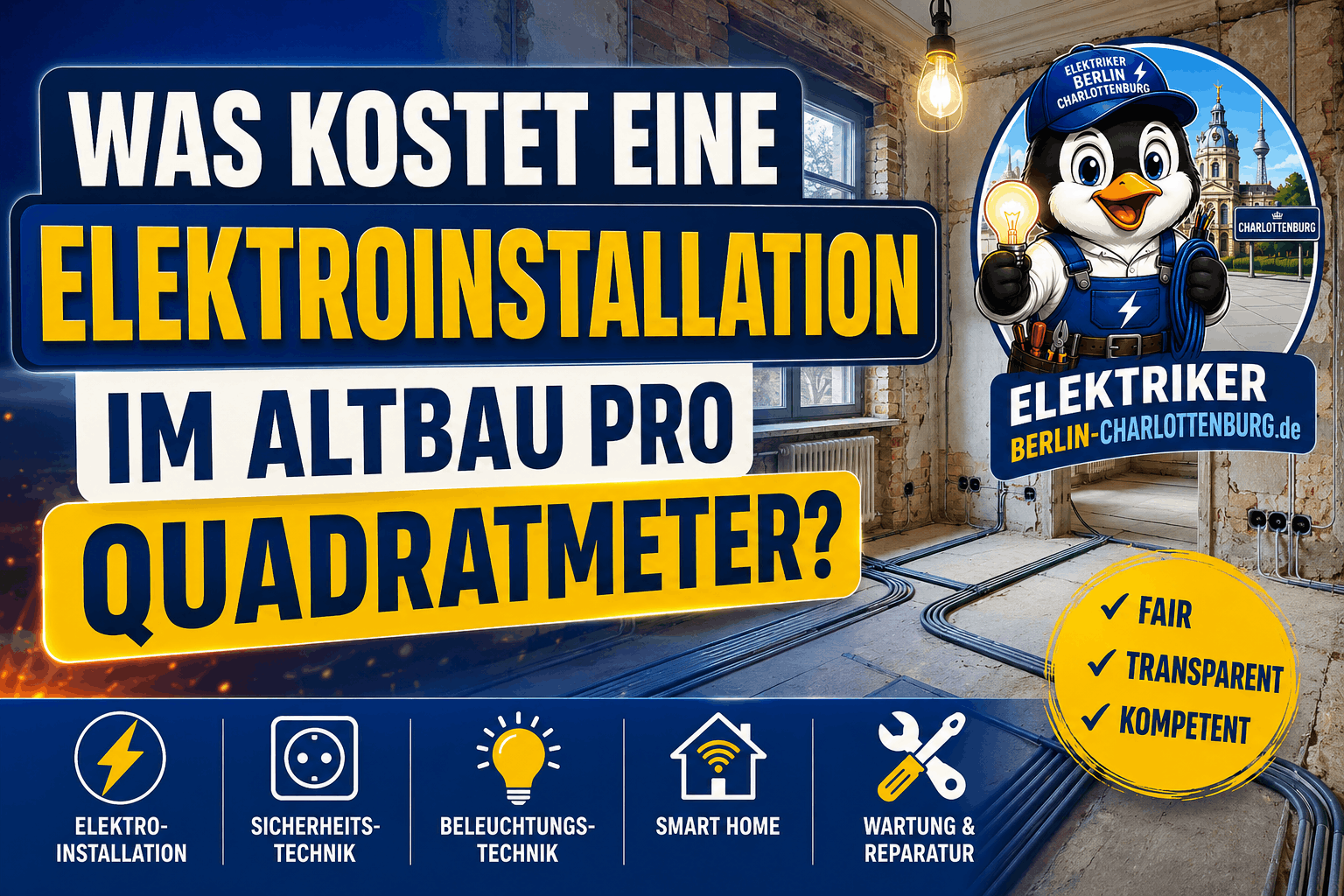 Was kostet eine komplette Elektroinstallation im Altbau pro Quadratmeter?